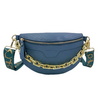 Sac Banane Élégant Blanc Chaîne Dorée - modèle Bleu - Banane Avenue ™