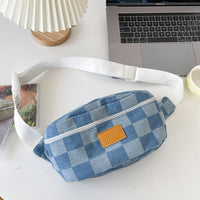 Sac Banane Urbain Damier Bleu Pastel - modèle Bleu - Banane Avenue ™