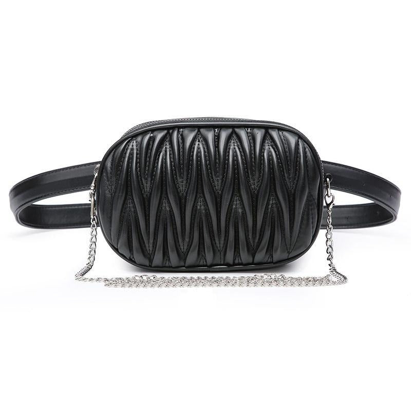 Sac Banane Élégance Urbaine Noire Texture Plissée