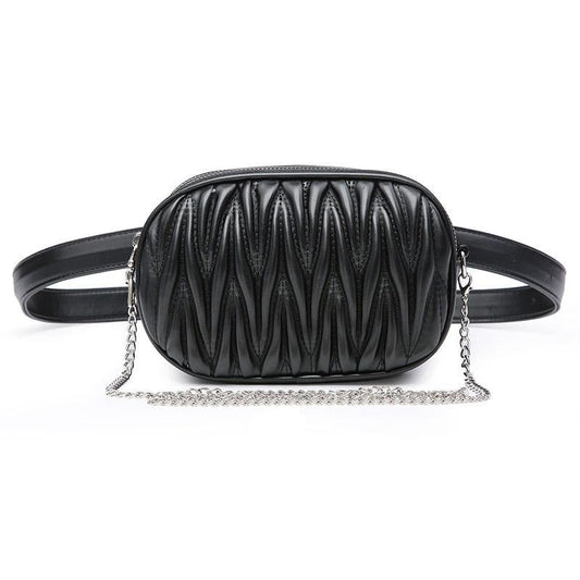Sac Banane Élégance Urbaine Noire Texture Plissée