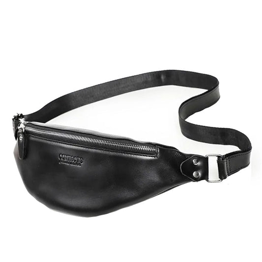 Sac Banane Cuir Noir Unisexe Élégant