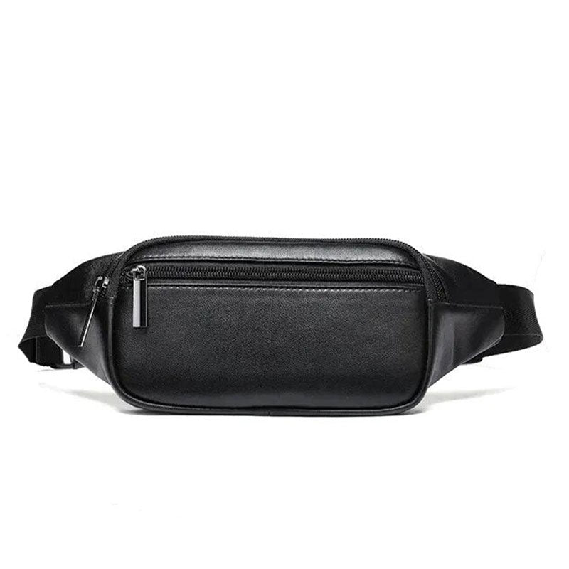 Sacoche Banane Urbaine Cuir Noir Unisexe