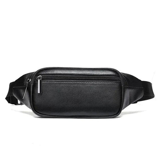 Sacoche Banane Urbaine Cuir Noir Unisexe