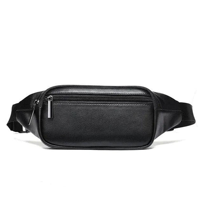 Sacoche Banane Urbaine Cuir Noir Unisexe