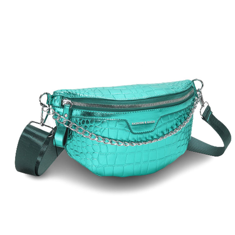 Sac Banane Élégance Croco Turquoise Tendance