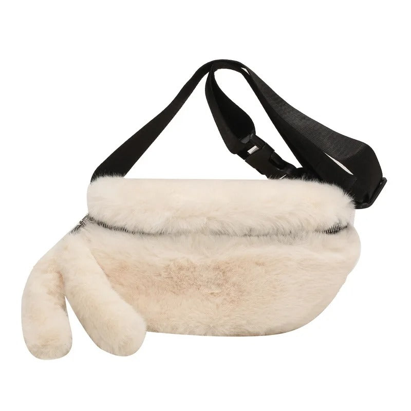 Sac Banane Douceur Peluche Écrue Unisexe