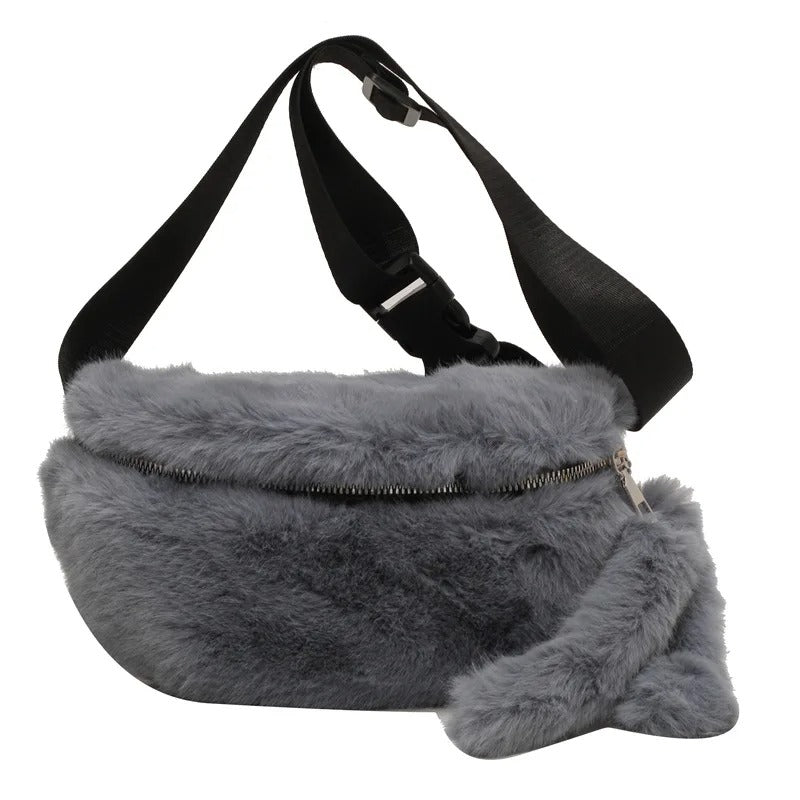 Sac Banane Douceur Peluche Écrue Unisexe