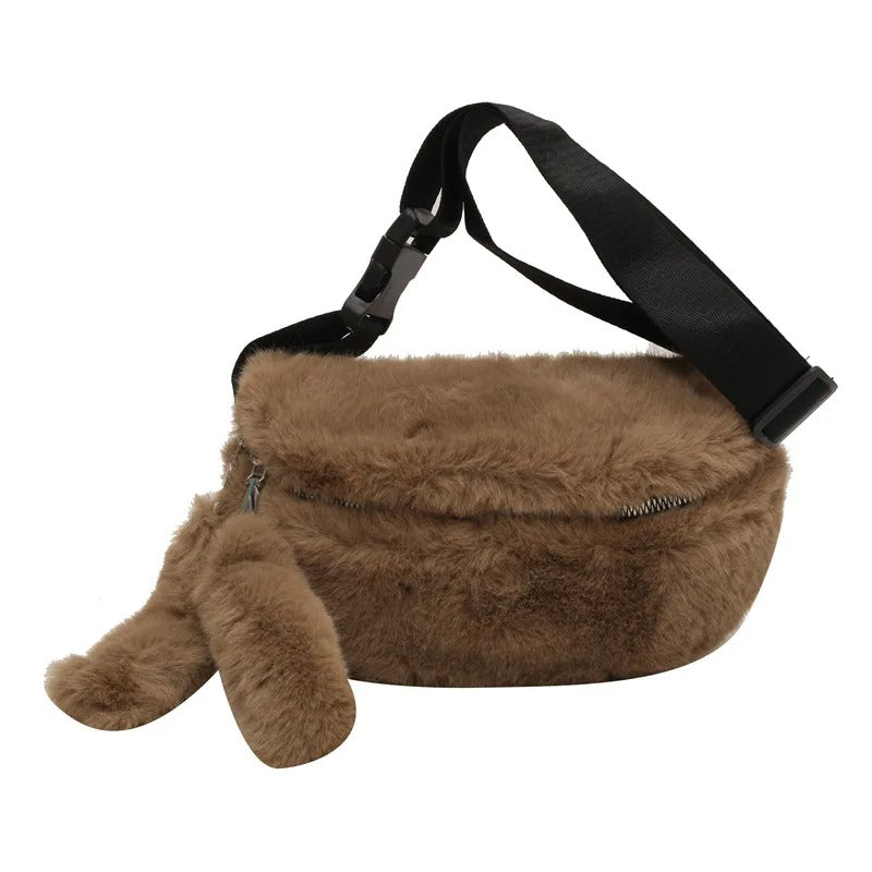Sac Banane Douceur Peluche Écrue Unisexe